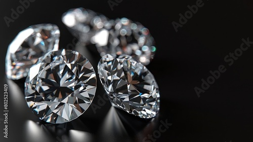 Diamonds, which are sure to win a woman's heart. Isolated on black background. Expensive jewelry.