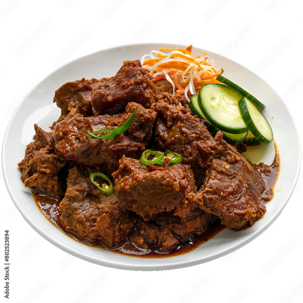 Rendang, transparent background, isolated image, generative AI