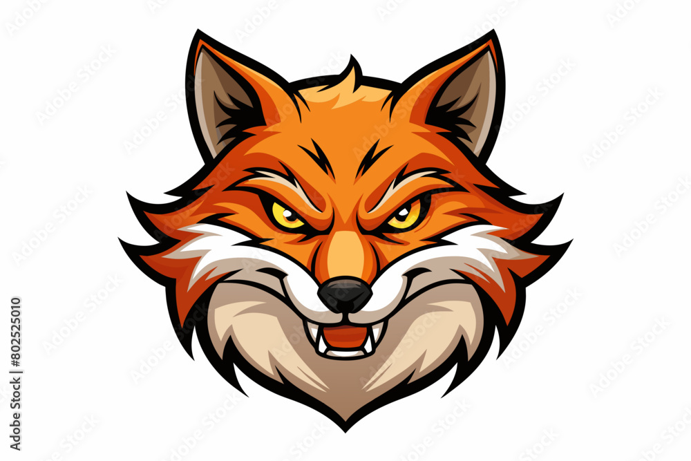 angry fox logo head design vector illustration angry fox logo head design vector illustration