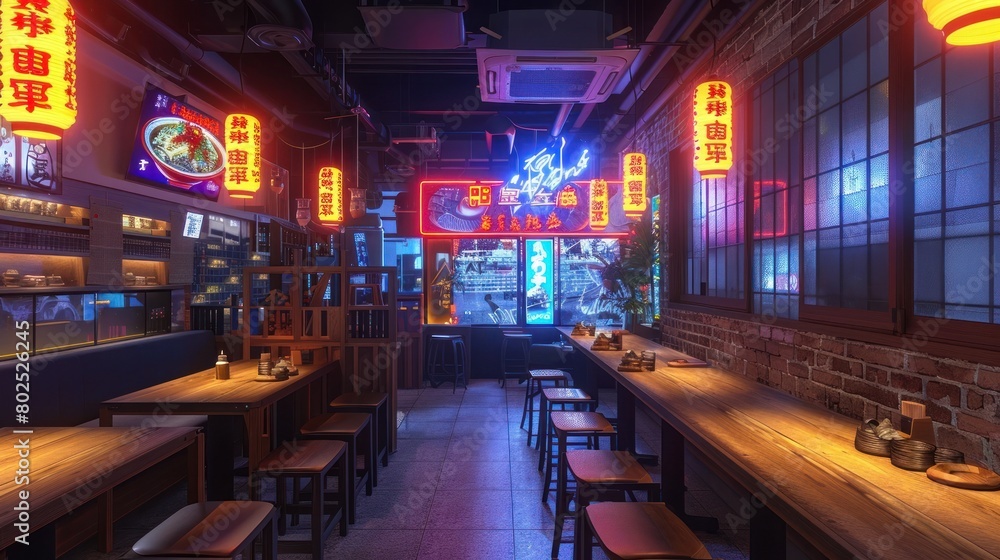 Vibrant D Rendering of a Ramen Restaurant A Culinary Journey into Asian Culture
