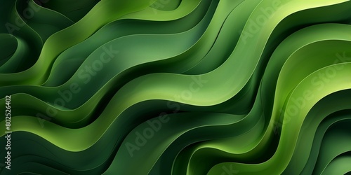 Abstract organic green graceful backgrounds with curves and flow, horizontal banner with waves. modern waves background illustration with dark green, olive drab and very dark green color. photo
