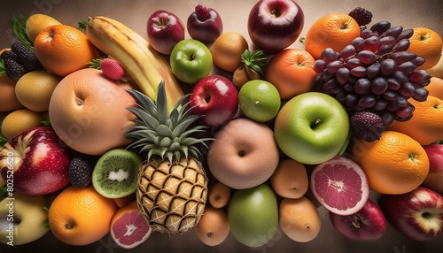 fruits and vegetables, Fruity Feast, A Top-Down Perspective of Assorted Delicacies