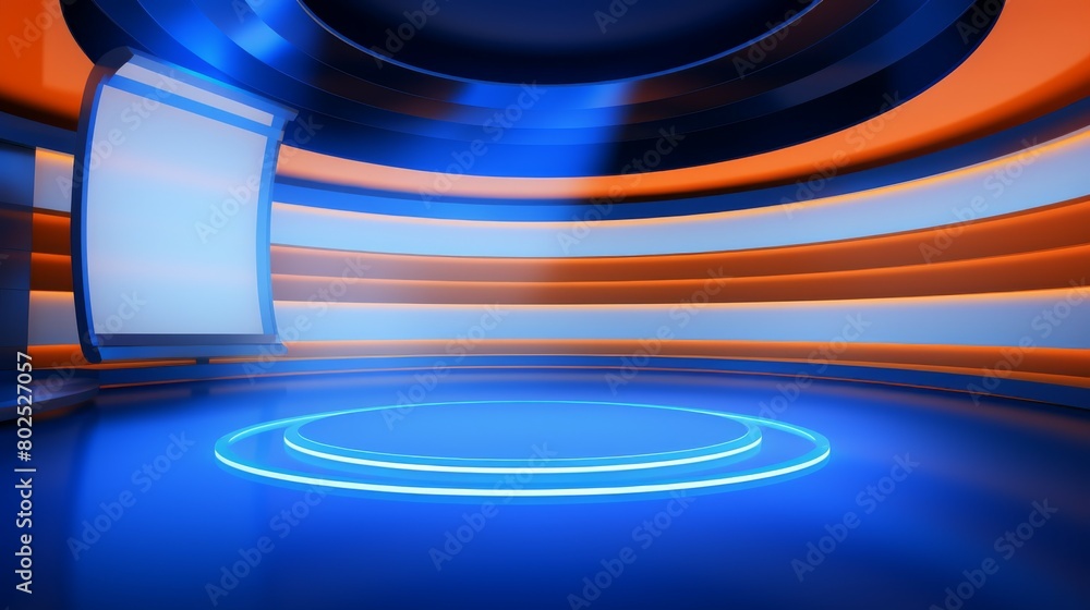 News Studio, Backdrop For TV Shows .TV On Wall.3D Virtual News Studio Background, 3d illustration News Studio, Backdrop For TV Shows .TV On Wall.3D Virtual News Studio Background, 3d illustration