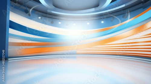 News Studio, Backdrop For TV Shows .TV On Wall.3D Virtual News Studio Background, 3d illustration