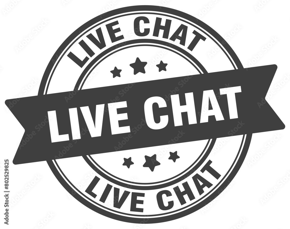live chat stamp. live chat label on transparent background. round sign