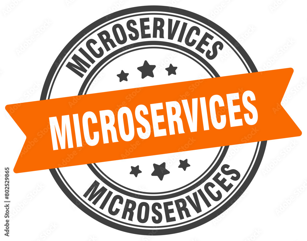 microservices stamp. microservices label on transparent background. round sign