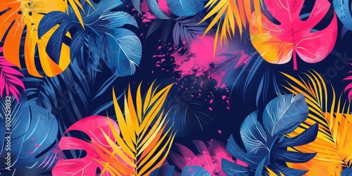 Abstract neon colors tropical background