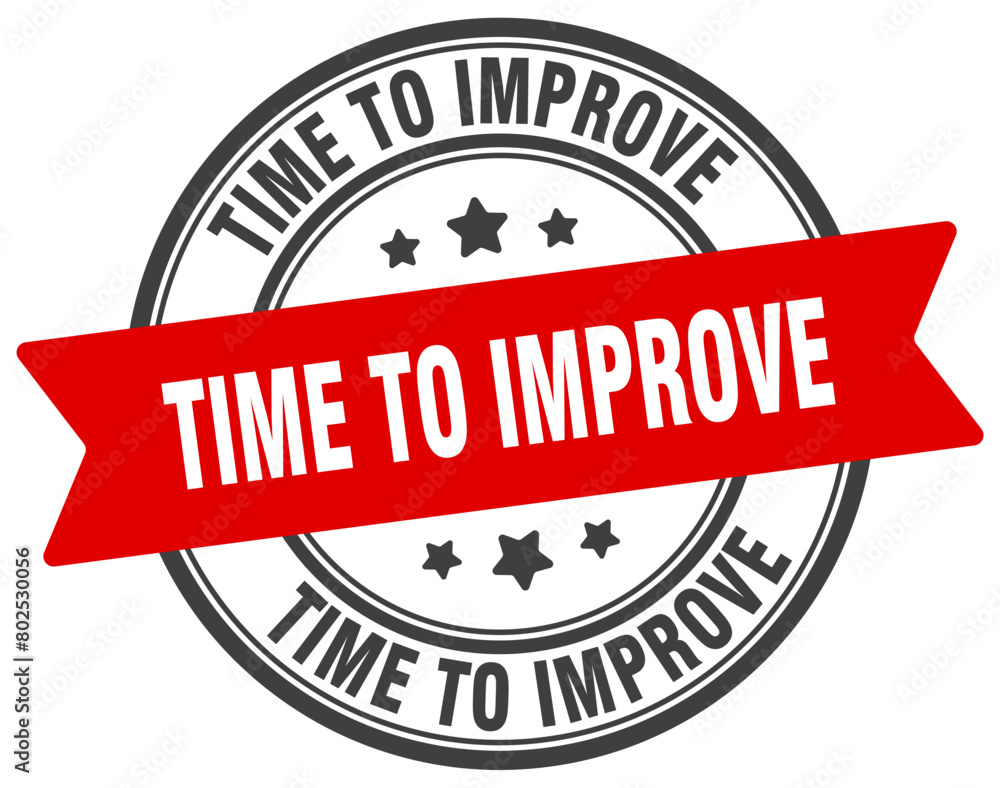 Fototapeta premium time to improve stamp. time to improve label on transparent background. round sign