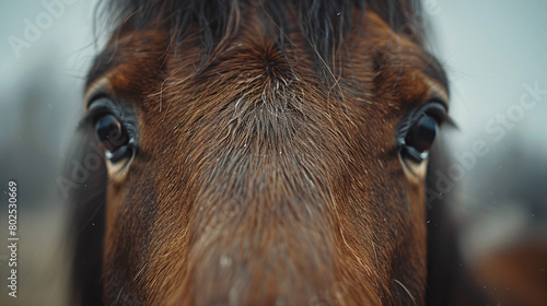 Close Up of Brown Horse Eyes Expressive Equine Portrait in Nature © Kiss