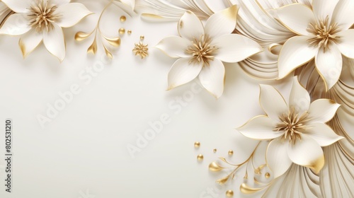 Elegant white overlap brown shade background with line golden elements. Realistic luxury paper cut style 3d modern concept. vector illustration for design.