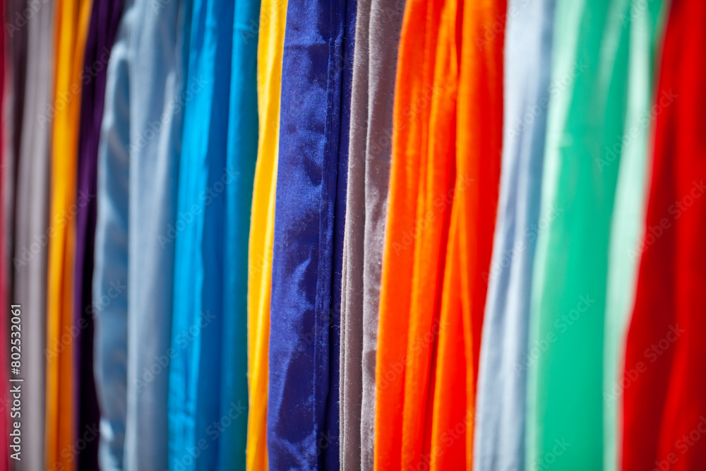 Colorful fabrics exposed outdoors