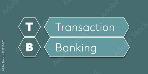 TB Transaction Banking An Acronym Abbreviation of a financial term. Illustration isolated on cyan blue green background