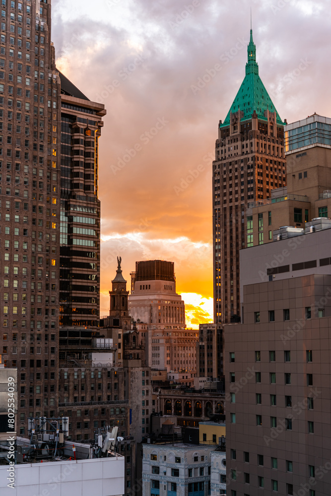 View of Lower Manhattan skyline in New York City, United States.