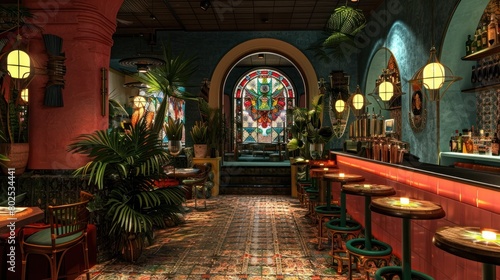Colorful D Rendering of Inviting Spanish Tapas Restaurant Atmosphere