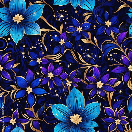 Midnight Flowers Seamless Pattern Background