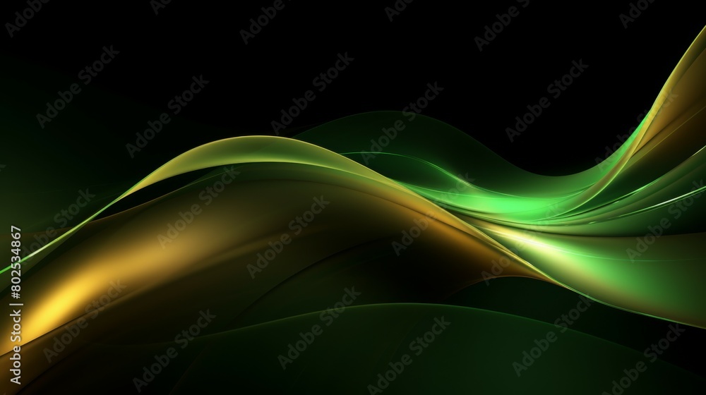 Naklejka premium Curve golden line on dark green shade background. Luxury realistic concept. 3d paper cut style. Vector illustration for design.