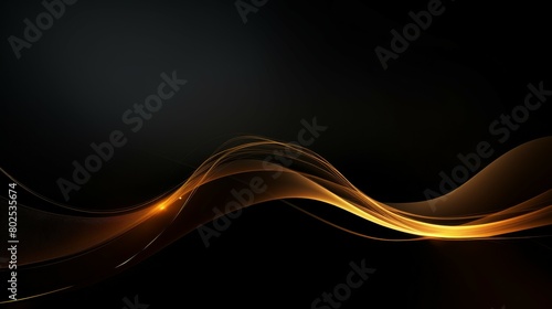 Abstract black gold wave background. Abstract 3d black background with gold lines curved wavy sparkle with copy space for text. Three-dimensional dark golden wave and black background. © Mark Pollini