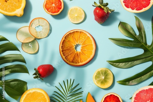 A colorful assortment of fruits including oranges  lemons