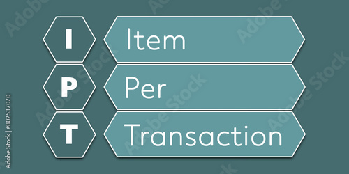 IPT Item Per Transaction. An Acronym Abbreviation of a financial term. Illustration isolated on cyan blue green background photo