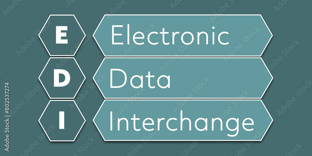 EDI Electronic Data Interchange. An Acronym Abbreviation of a financial term. Illustration isolated on cyan blue green background EDI Electronic Data Interchange. An Acronym Abbreviation of a financial term. Illustration isolated on cyan blue green background