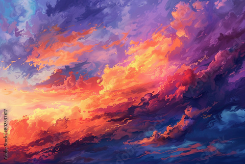 A stunning sunset painting the sky with hues of orange, pink, and purple photo