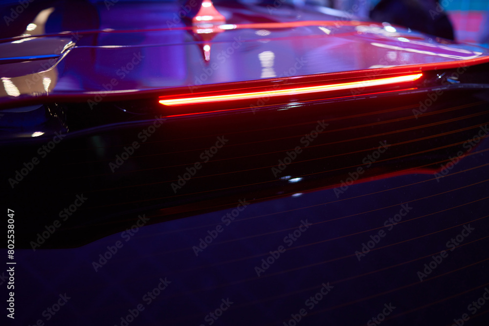 Closeup of a cars brake light in the automotive design