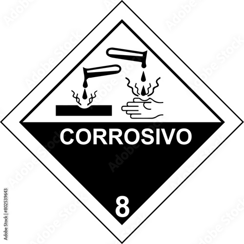 vm8, señal vm8, corrosión, corrosivo, rombo, convencional, señalética, pictograma, acido, vector, químicos, icono, símbolo, imagen, indicar, anuncio, aviso, ilustración, signo, normatividad, concepto