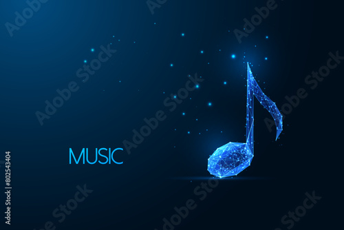Abstract musical note symbol on dark blue background Ceativity, innovation, in music creation