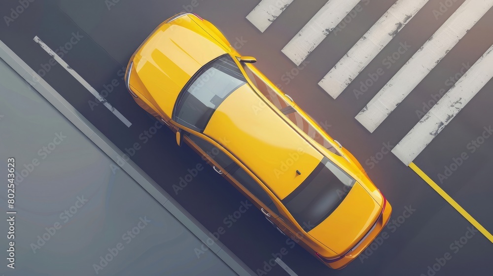 Taxi car top down view. For taxi service app, transport company ad, infographics Taxi car top down view. For taxi service app, transport company ad, infographics
