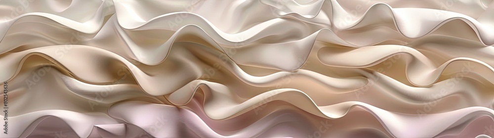 Obraz premium Beige silk or satin wavy abstract background with blank space for text.