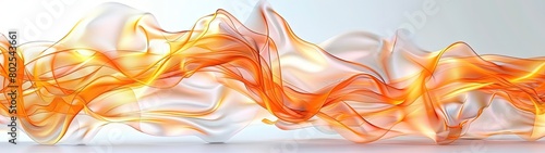 White and orange silk or satin wavy abstract background with blank space for text.