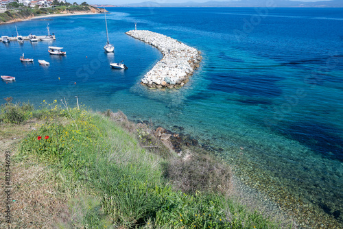 Kassandra coastline near town of Nea Fokea, Halkidiki, Greece photo