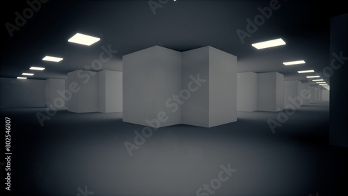 alone in the backrooms liminal space 3d render