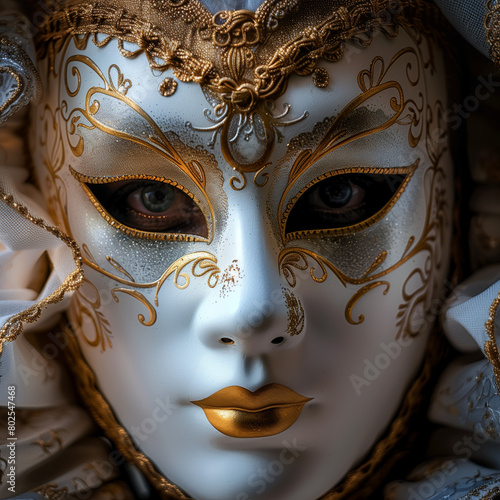 Elegant Venetian Mask in Close-Up Detail