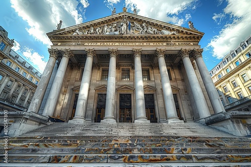 Neoclassical Splendor: Government Building with Columns, Pediments, and Grand Staircase photo