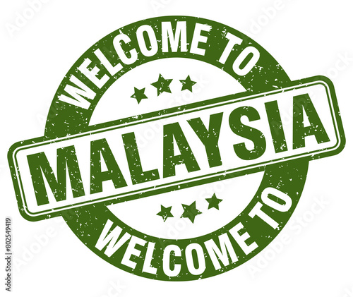 Welcome to Malaysia stamp. Malaysia round sign