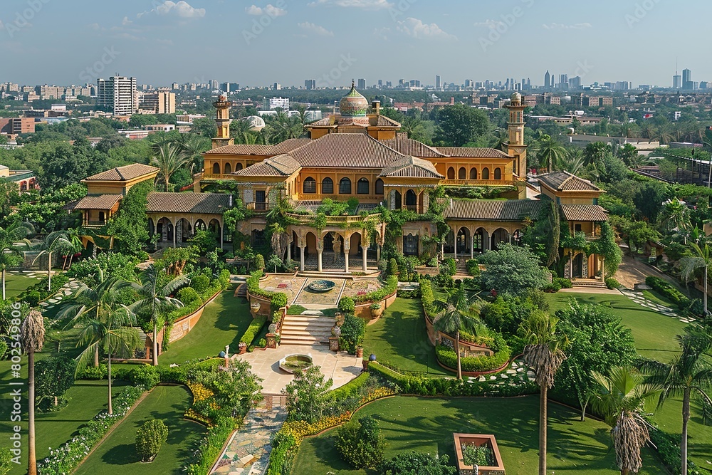 Intricate Islamic Palace: Lush Gardens and Stunning Tilework