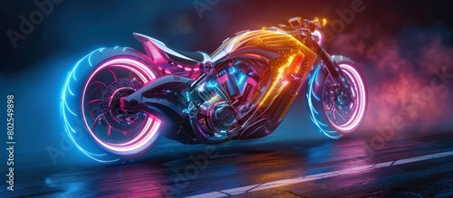 Colorful D of a Chopper in a Copy Space with Vibrant Lighting photo