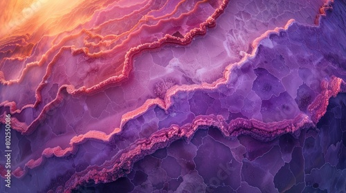 Stunning macro photography of purple geode layers with intricate natural patterns and vibrant hues.