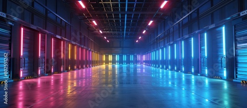 Colorful and Efficient D Rendered Cold Storage Space showcasing Modern Technology