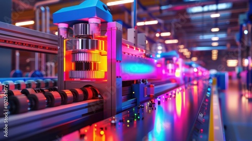 Automated Labeling Machine A Colorful D Rendering of Modern Industrial Technology