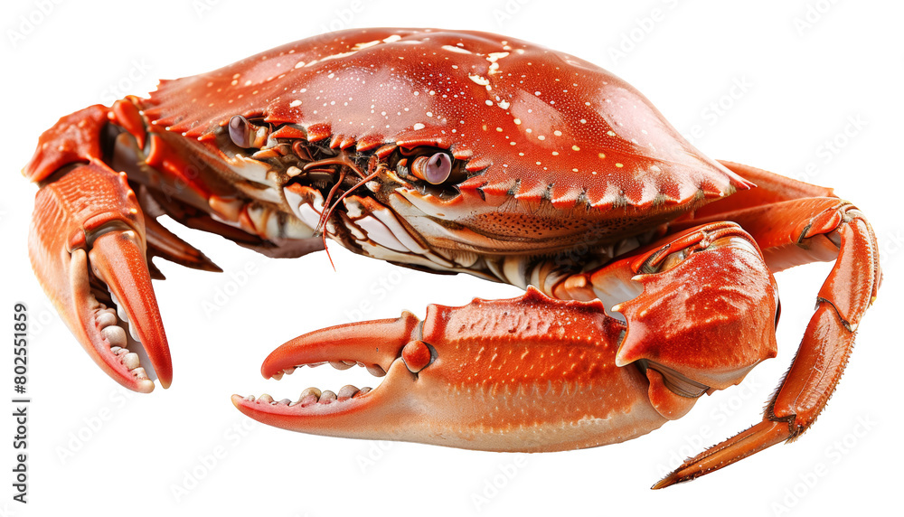 Vivid red crab with dotted texture isolated on transparent background