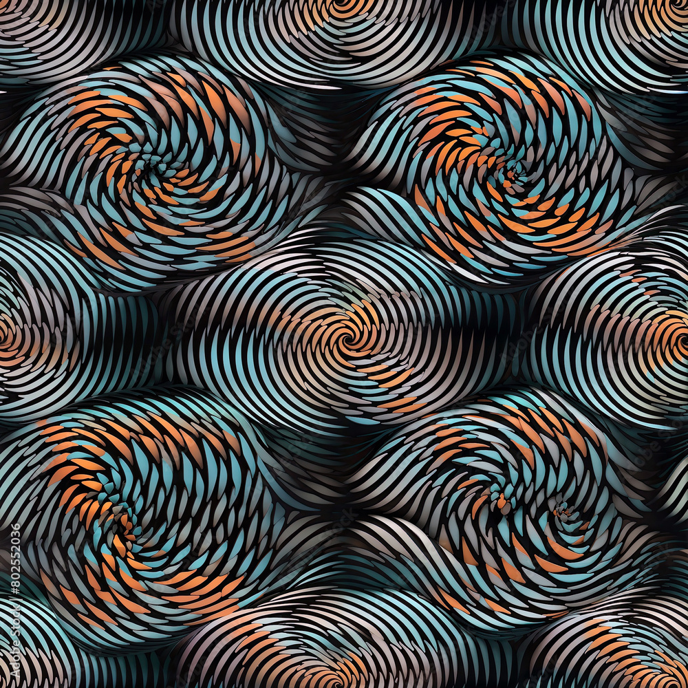 Seamless optical illusion spiral pattern, modern wallpaper design. Generative ai