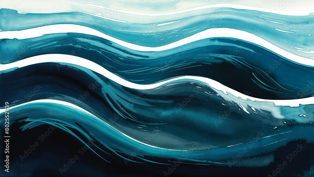 Watercolor turquoise blue ocean waves Watercolor turquoise blue ocean waves