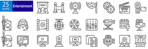 Entertainment icon set. Entertainment and Lifestyle icons collection. Vector illustration