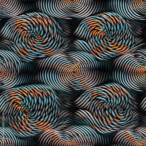 Seamless optical illusion spiral pattern, modern wallpaper design. Generative ai