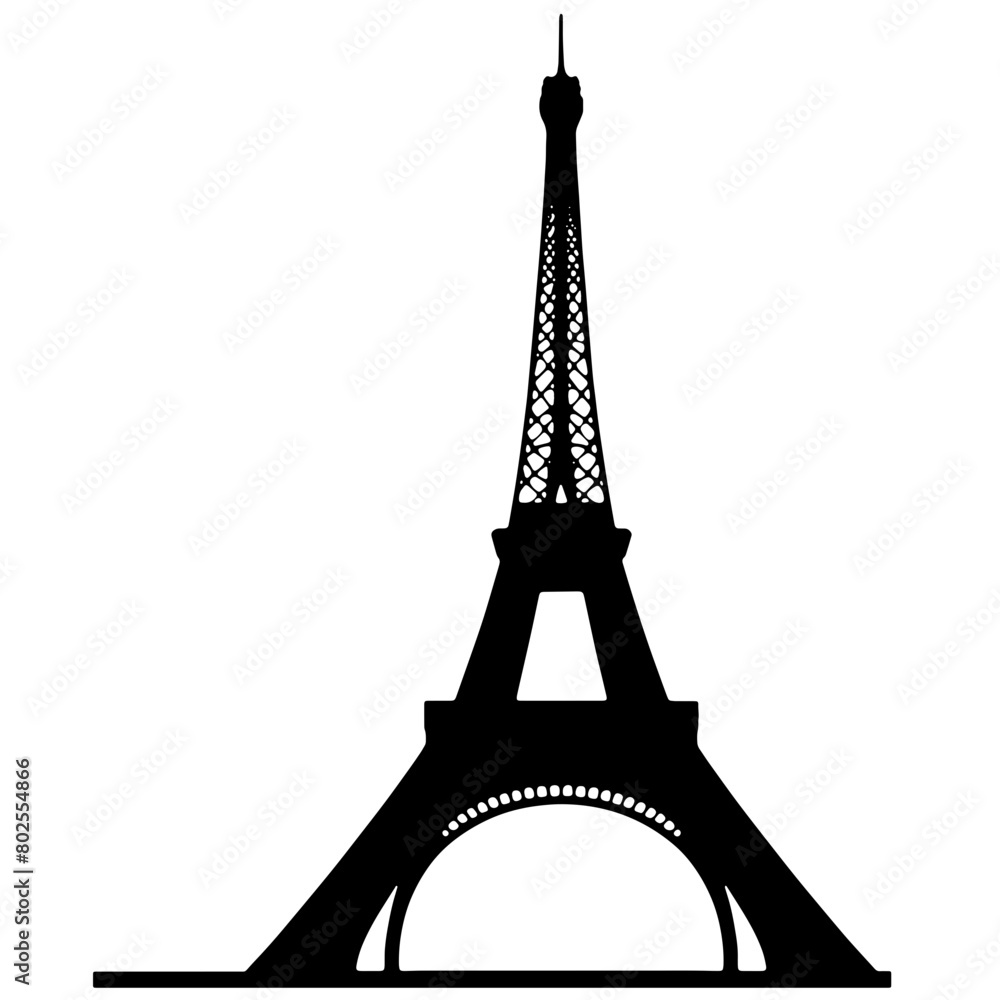Obraz premium Silhouette of Eiffel Tower Paris, minimalist representation of famous landmark