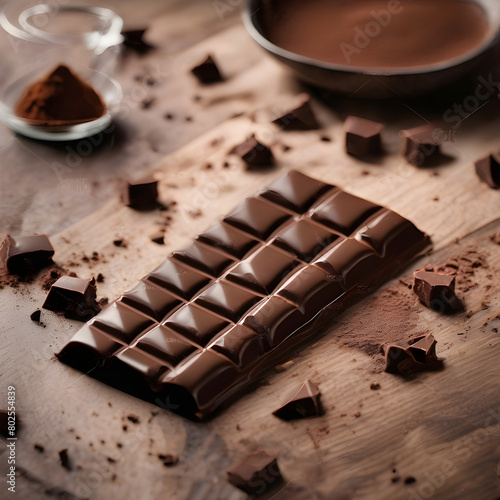 chocolate with nuts and coffee photo