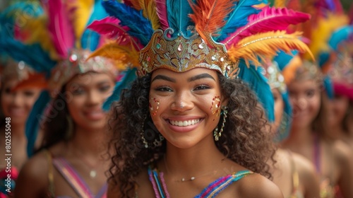 Vibrant Carnival Celebration with Joyful Dancer in Colorful Costume
