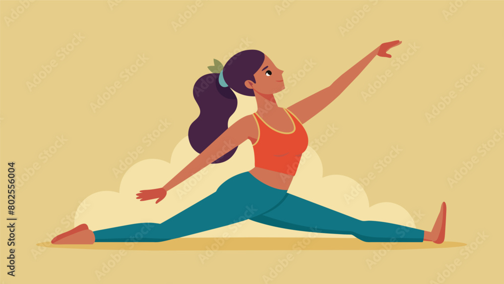 She stretches her body and does a few yoga poses to release any tension from the day..